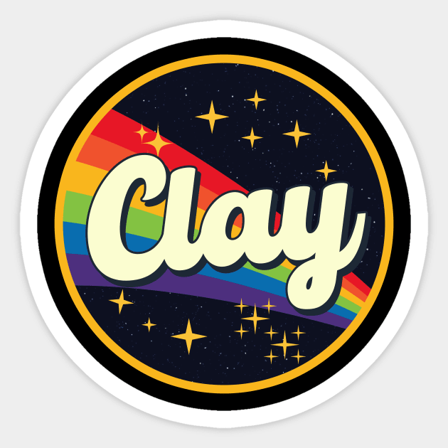 Clay // Rainbow In Space Vintage Style Sticker by LMW Art